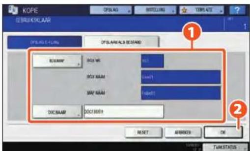 TOSHIBA E-studio 2540C - ① Specificeer de box en de documentnaam voor het opslaan van het document en ② druk vervolgens op [OK]. - 1
