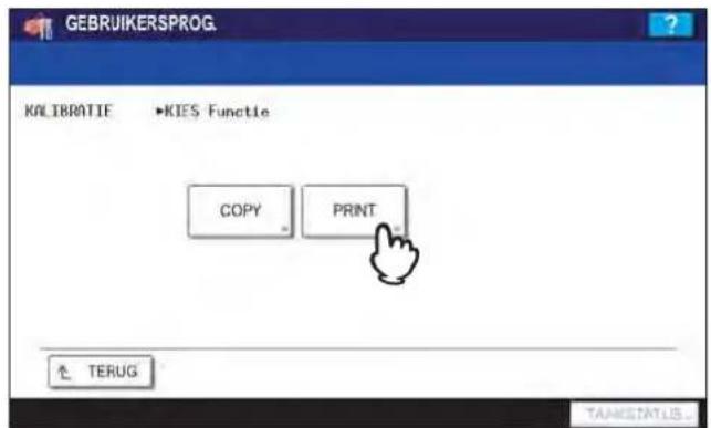 GEBRIJKERSPROG KALIBRATIE •KIES Functie COPY PRINT ↑ TERUG TANKESTATIS...