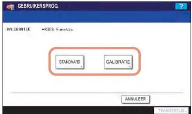 GEBRIJKERSPROG. KALIBRATIE KEIS Functie STANDAARD CALIBRATIE ANNULEER TANISTATI.S.