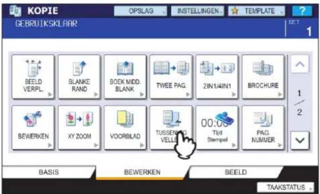 KOPIE GEBRUIKSKLFAAR OPSLAG INSTELLINGEN TEMPLATE BEELED VERPL BLANKE RAND BOEK MIDD. BLANK TWEE PAG. 2IN1/4IN1 BROCHURE BEWERKEN XY ZOOM VOORBLAD TUSSENUNG VELLE 00:00 Tijd Stempel PAG. NUMMER BASIS BEWERKEN BEELD TAAKSTATUS