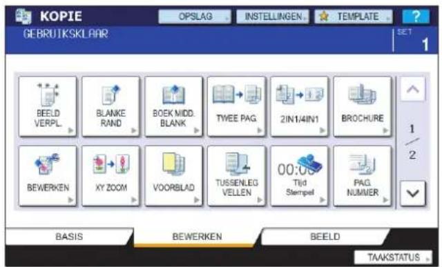 KOPIE GEBRUTSKLAAR OPSLAG INSTELLINGEN TEMPLATE SET 1 BEELD VERPL BLANKE RAND BOEK MIDD. BLANK TWEE PAG 2IN1/4IN1 BROCHURE 1/2 BEWERKEN XY ZOOM VOORBLAD TUSSENLEG VELLEN 00:00 Tijd Stempel PAG. NUMMER BASIS BEWERKEN BEELD TAAKSTATUS