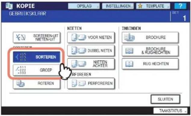 KOPIE GEBRUIKSKLAAR OPSLAG INSTELLINGEN TEMPLATE SET 1 SORTEREN-UIT NIETEN VOOR NIETEN DUBBEL NIETEN NIETEN ACHTER ROREREN PERFOREREN INBINDEN BROCHURE BROCHURE & RUGHECHTEN RUG HECHTEN SLUITEN TAAKSTATUS