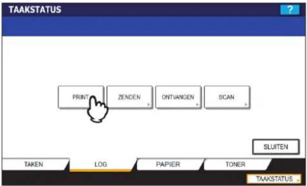 TAAKSTATUS PRINT ZENDEN ONTVANGEN SCAN SLUITEN TAKEN LOG PAPIER TONER TAAKSTATUS