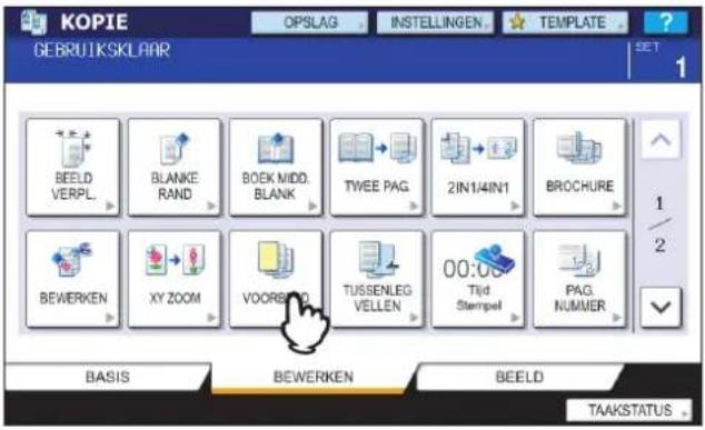 KOPIE GEBRUIKSKLAAR OPSLAG INSTELLINGEN TEMPLATE SET 1 BEELD VERPL BLANKE RAND BOEK MIDD. BLANK TWEE PAG. 2IN1/4IN1 BROCHURE 1/ 2 BEWERKEN XY ZOOM VOORGEN TUSSENLEG VELLEN 00:00 Tijd Stempel PAG. NUMMER BASIS BEWERKEN BEELD TAAKSTATUS