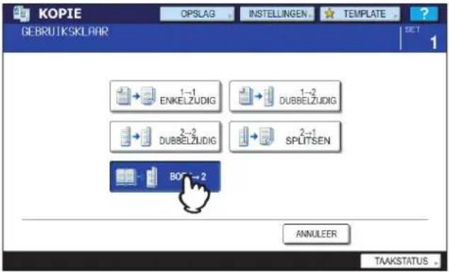 KOPIE GEBRUIKSKLAAR OPSLAG INSTELLINGEN TEMPLATE SET 1 ENKELZUDIG 1→1 DUBBELZUDIG 2→2 DUBBELZUDIG 2→1 SPLITSEN BOP → 2 ANNULEER TAAKSTATUS