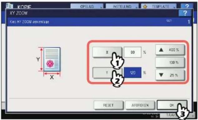 TOSHIBA E-Studio 2051C - Stel de reproductiefactor zowel in verticale als in horizontale richting in. - 1