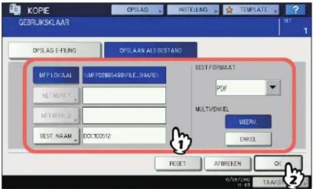 KOPIE GEBRIJKSKLAAR OPSLAG E-FILING OPSLAAN ALS BESTAND MFP LOKAAL 10MF P08995498/FILE...SHAPE1 NET WENK 1 NET WENK 2 BEST. NAAM DOC100512 BEST FORMAAT PDF MULTI/ENKEL WEERV. ENKEL RESET AFBREKEN OK 10/09/2012 11:03 TAAKES 2