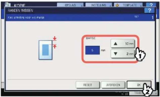RADEN WISSEN Kies affecting voor we marge MARGE 5 mm 50 mm 2 mm RESET AFBREKEN OK