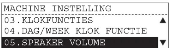 MACHINE INSTELLING 03.KLOKFUNCTIONS 04.DAG/WEEK KLOK FUNCTIE 05.SPEAKER VOLUME