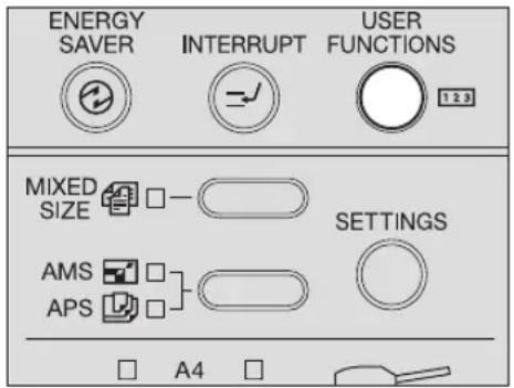 ENERGY SAVER INTERRUPT USER FUNCTIONS MIXED SIZE AMS APS A4 SETTINGS