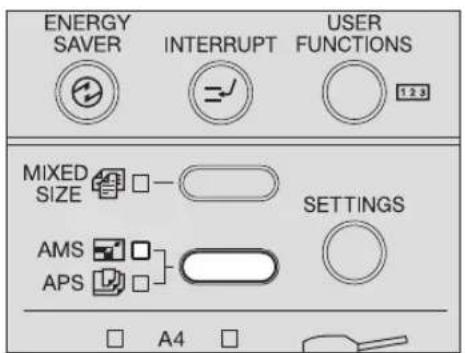 ENERGY SAVER INTERRUPT USER FUNCTIONS MIXED SIZE SETTINGS AMS APS A4