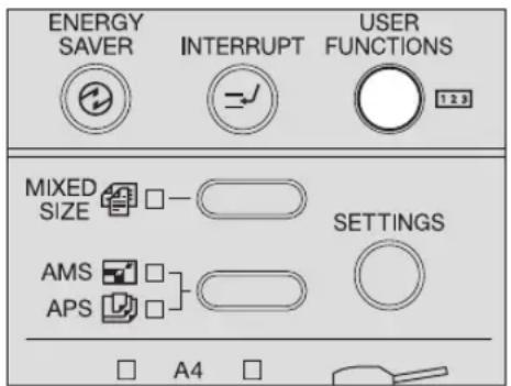 ENERGY SAVER INTERRUPT USER FUNCTIONS MIXED SIZE - SETTINGS AMS APS A4