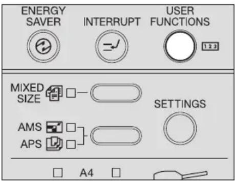 ENERGY SAVER INTERRUPT USER FUNCTIONS 1 2 3 MIXED SIZE — SETTINGS AMS APS A4