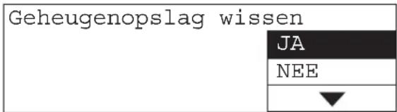 Geheugenopslag wissen JA NEE ▼