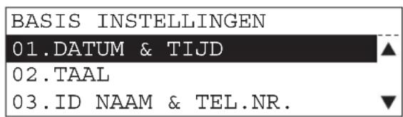 BASIS INSTELLINGEN 01.DATUM & TIJD 02.TAAL 03.ID NAAM & TEL.NR.
