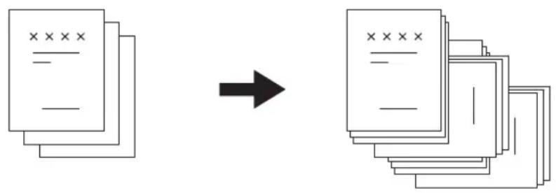 graph LR A["Original Document"] --> B["Arrow"] B --> C["Stacked Paper Files"] style A fill:#f9f,stroke:#333 style C fill:#bbf,stroke:#333