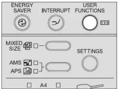 ENERGY SAVER INTERRUPT USER FUNCTIONS MIXED SIZE AMS APS A4 SETTINGS