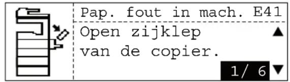 Pap. fout in mach. E41 Open zijklep ▲ van de copier. 1/ 6 ▼