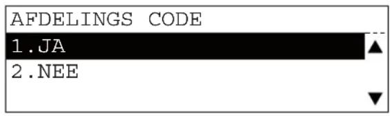 AFDELINGS CODE 1.JA 2.NEE