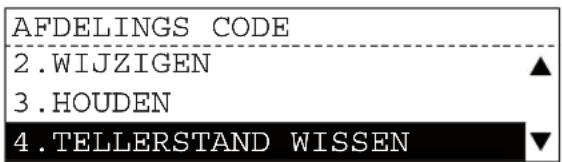 AFDELINGS CODE 2.WIJZIGEN ▲ 3.HOUDEN 4.TELLERSTAND WISSEN ▼