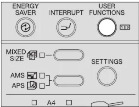 ENERGY SAVER INTERRUPT USER FUNCTIONS 123 MIXED SIZE — SETTINGS AMS APS A4