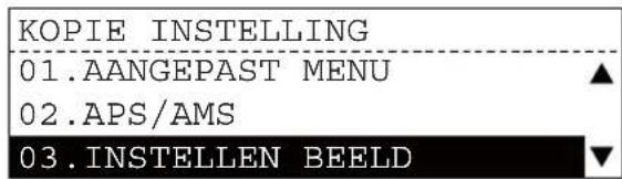 KOPIE INSTELLING 01.AANGEPAST MENU 02.APS/AMS 03.INSTELLEN BEELD