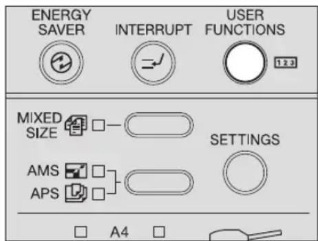 ENERGY SAVER INTERRUPT USER FUNCTIONS MIXED SIZE AMS APS A4 SETTINGS