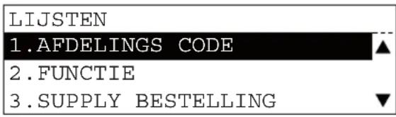 LIJSTEN 1.AFDELINGS CODE 2.FUNCTIE 3.SUPPLY BESTELLING