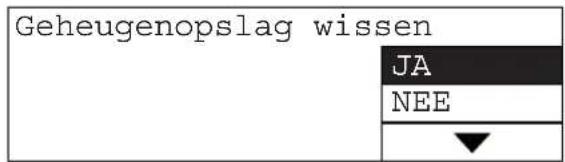 Geheugenopslag wissen JA NEE