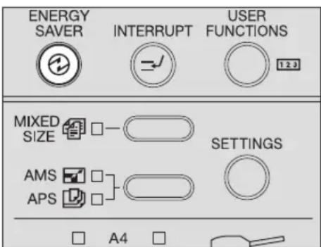 ENERGY SAVER INTERRUPT USER FUNCTIONS MIXED SIZE AMS APS A4 SETTINGS