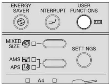 ENERGY SAVER INTERRUPT USER FUNCTIONS MIXED SIZE SETTINGS AMS APS A4