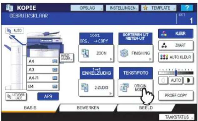 TOSHIBA E-STUDIO 2020c - Druk op [ORIGIN. MODE] op het aanraakpaneel. - 1