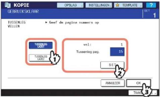 TOSHIBA E-STUDIO 2020c - Selecteer de pagina waarbij het invoegvel wordt ingevoegd. - 1