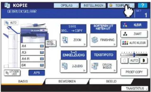 TOSHIBA E-STUDIO 2020c - Druk op [TEMPLATE] op het aanraakpaneel. - 1