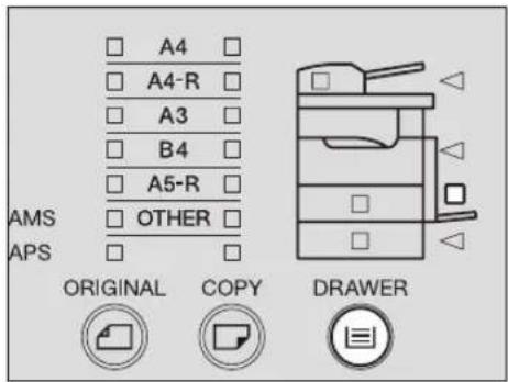 TOSHIBA e-studio 163 - Druk een aantal malen op de toets [LADE] totdat de LED van de handinvoerbak gaat branden. - 1