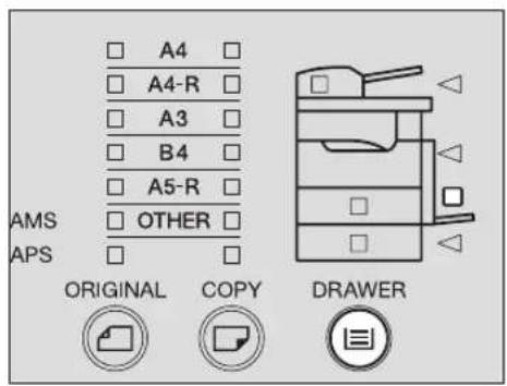 TOSHIBA e-studio 163 - Druk een aantal malen op de toets [LADE] totdat de LED van de handinvoerbak gaat branden. - 1