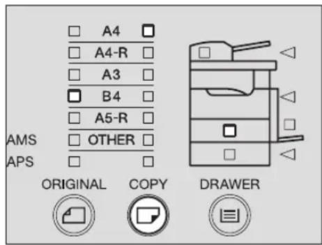 TOSHIBA e-studio 163 - Druk een aantal malen op de toets [COPY] totdat de LED van het gewenste papierformaat gaat branden. - 1