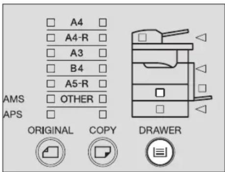 TOSHIBA e-studio 163 - Druk een aantal malen op de toets [LADE] totdat de LED van de gewenste lade gaat branden. - 1
