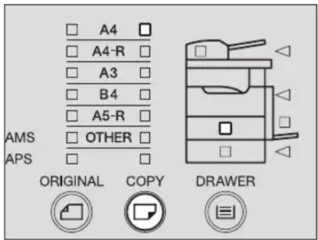 TOSHIBA e-studio 163 - Druk een aantal malen op de toets [COPY] totdat de LED van het gewenste papierformaat gaat branden. - 1