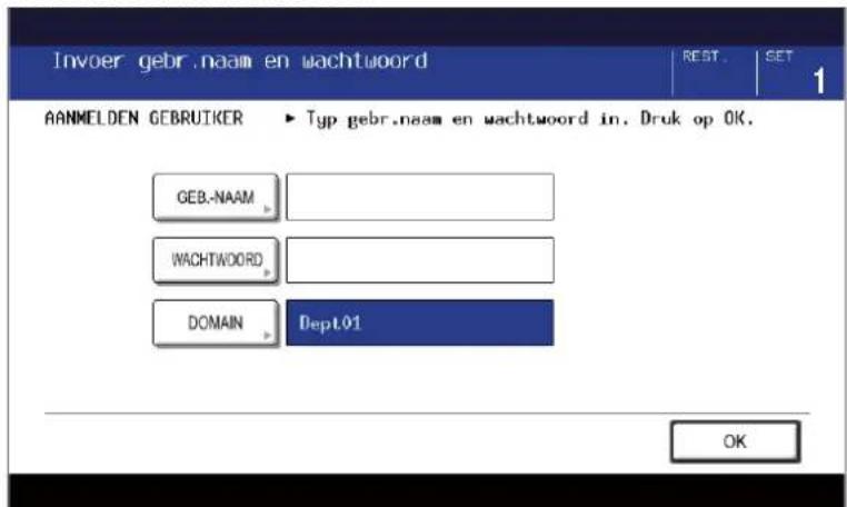 TOSHIBA E-Studio 855 - Het menu voor gebruikersverificatie verschijnt. - 2