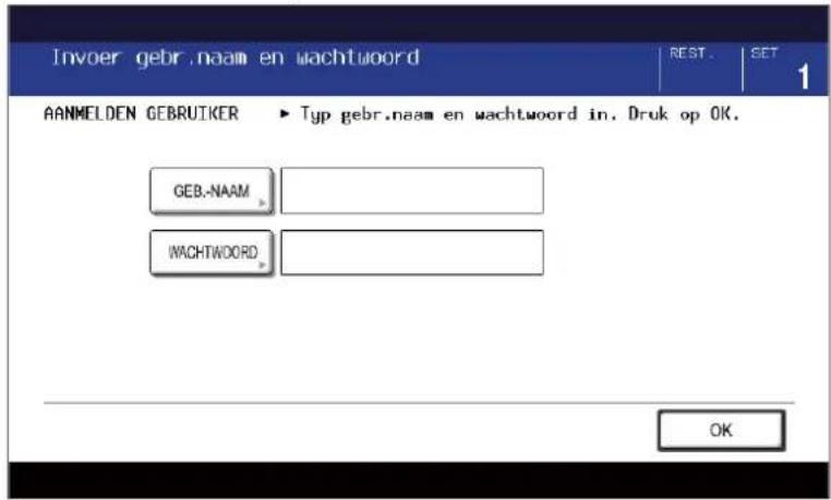 TOSHIBA E-Studio 855 - Het menu voor gebruikersverificatie verschijnt. - 1