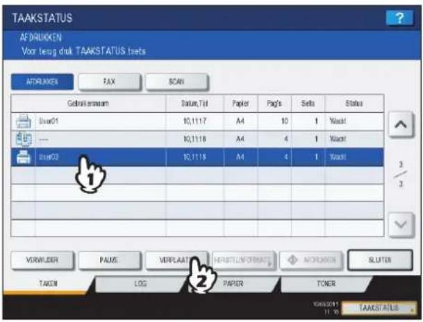 TOSHIBA E-studio 5540C - Selecteer de gewenste taak in de afdruktakenlijst en druk vervolgens op [VERPLAATS]. - 1