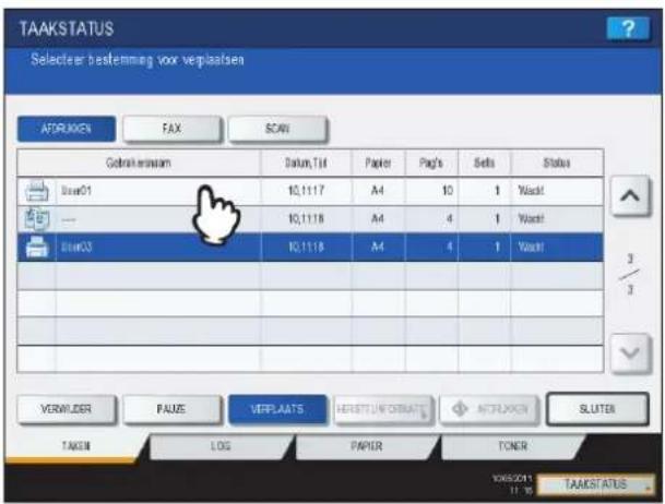 TOSHIBA E-studio 5540C - Selecteer de positie waarheen u de taak wilt verplaatsen. (Deze wordt onder de geselecteerde taak geplaatst.) - 1