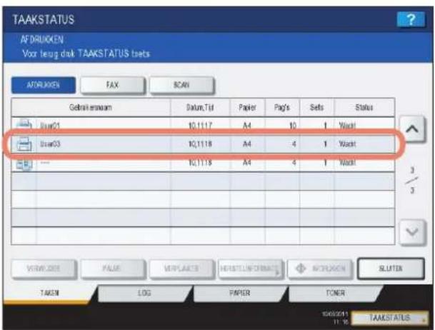 TOSHIBA E-studio 5540C - Selecteer de positie waarheen u de taak wilt verplaatsen. (Deze wordt onder de geselecteerde taak geplaatst.) - 3