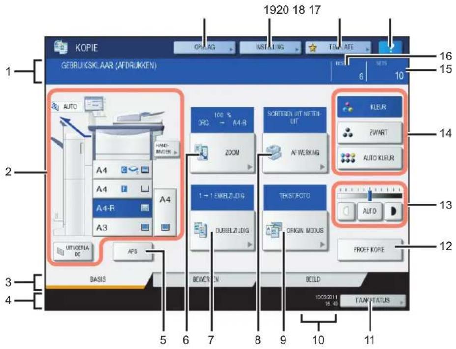 TOSHIBA E-studio 5540C - Menu BASIS voor de kopieerfuncties - 1