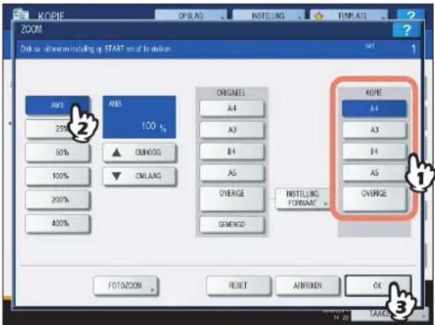 TOSHIBA E-studio 5540C - Selecteer het gewenste papierformaat, druk op [AMS] en vervolgens op [OK]. - 1