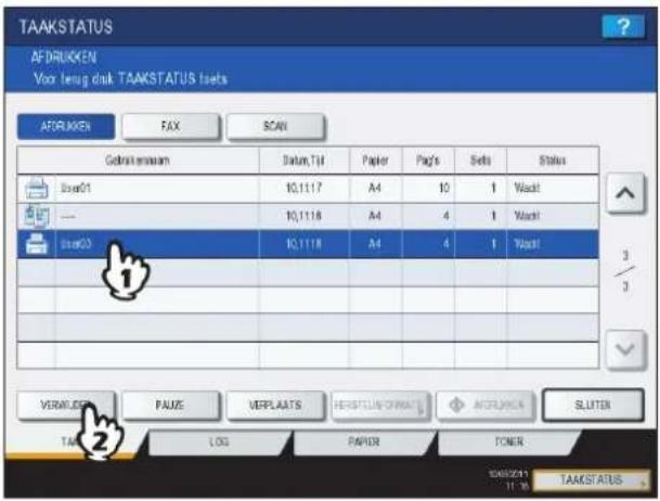 TOSHIBA E-studio 5540C - Selecteer de gewenste taak in de afdruktakenlijst en druk vervolgens op [VERWIJDER]. - 1