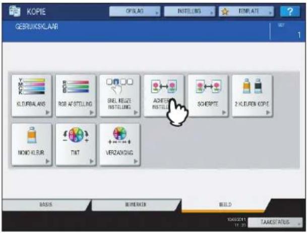 TOSHIBA E-studio 5540C - Druk op [ACHTERG. INSTELLING] in het menu BEELD. - 1