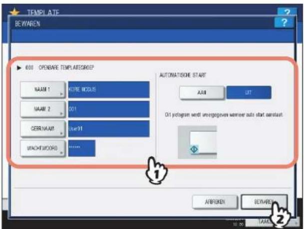 TOSHIBA E-studio 5540C - Voer de benodigde gegevens over de template in. - 1