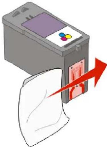 LEXMARK X4975 - Spuitopeningen en contactpunten van de inktcartridge schoonvegen - 2